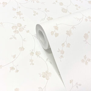 Delicate Floral Trail Design (Double Width Roll) Rolls measure 10m long by 106cm wide 64cm Pattern Repeat *This is a Paste the Wall Wallpaper* All rolls are new, sealed and have matching batch numbers